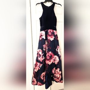 Ball Gown, X by Xscape, Size 8, Pink/Navy Floral WITH POCKETS